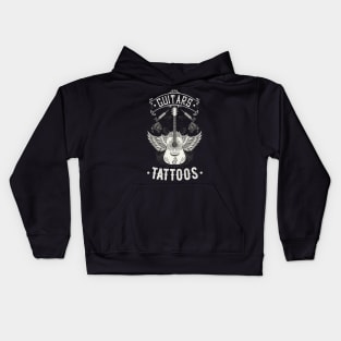 Guitars And Tattoos Vintage Guitarist Tattooed Kids Hoodie